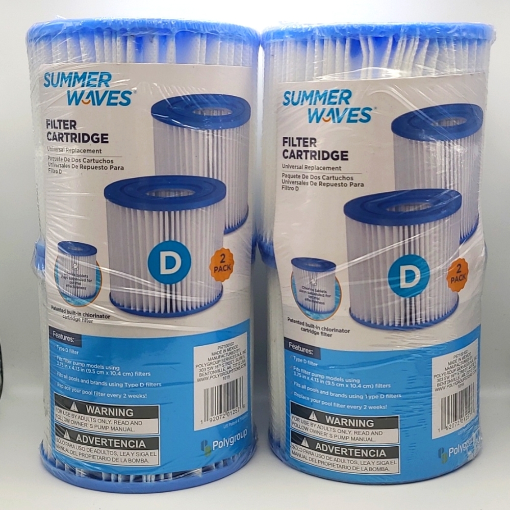 4-Pack Summer Waves Type D Pool Filters (New)